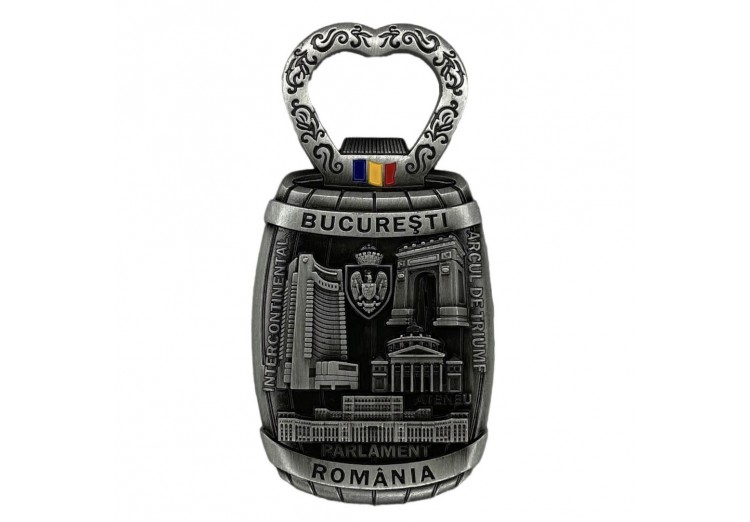 Magnet metalic București România (deschizător de sticle) argintiu